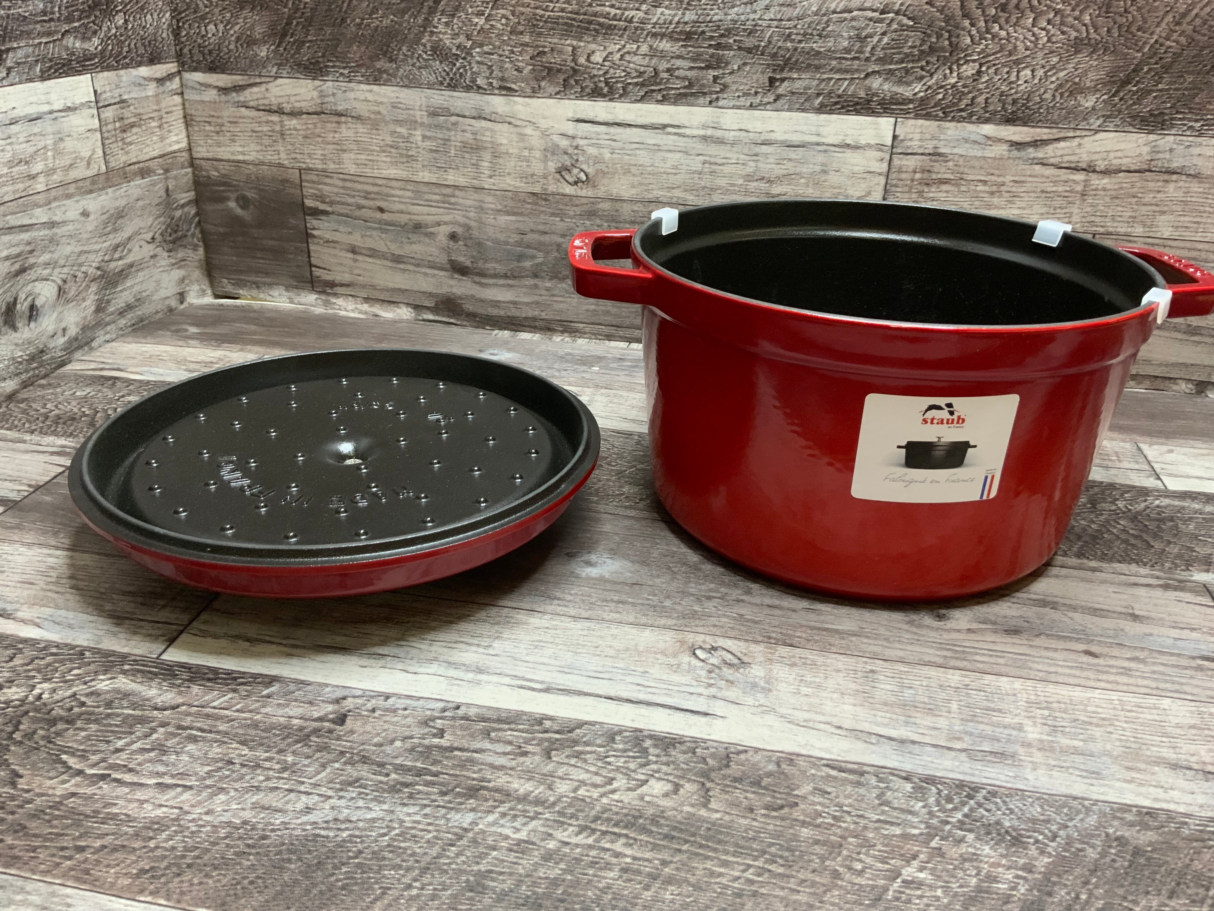 Staub Cast Iron 5-qt Deep Round Cocotte Haute in Red - Made in France (8074068558062)